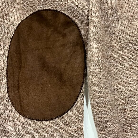 J Crew Men's Wool 1/4 Zip Sweater, Leather Elbow Patches, Camel Brown, L - Picture 6 of 8